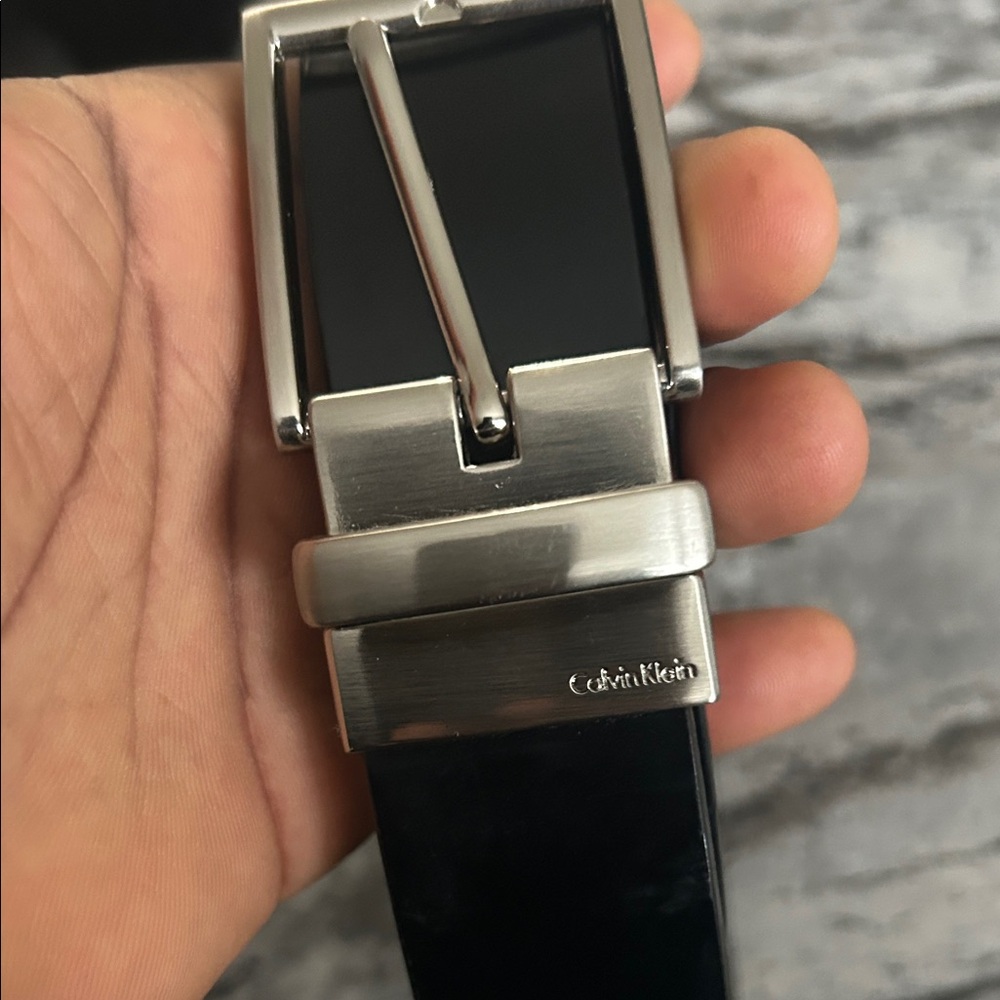 Calvin Klein Black Belt with Silver Buckle